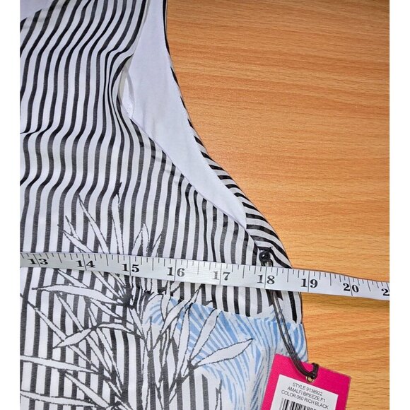 Vince Camuto Maxi Dress Medium Striped Floral Sundress Side Slit Artsy Classic - Picture 5 of 15